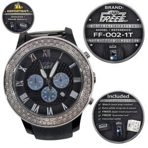 FREEZE Chronograph Watch FF-002-1T Crystal Bezel 10ATM 38mm + Case/Straps
